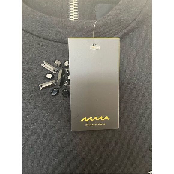 New Le Superbe Black Magic Dress with Gemstones and Ostrich Feathers - Picture 7 of 10